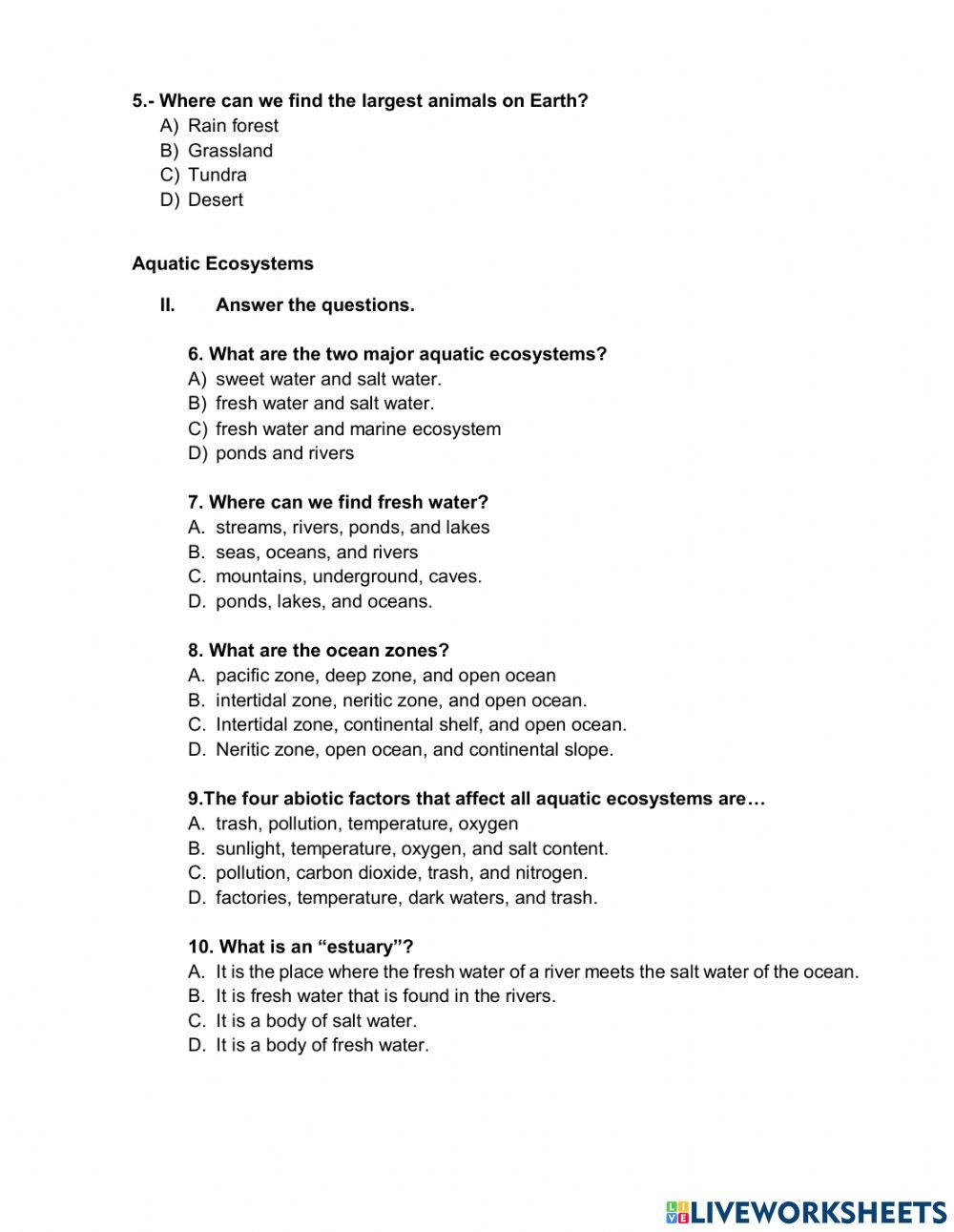 Science online exercise for GRADE 6 | Live Worksheets