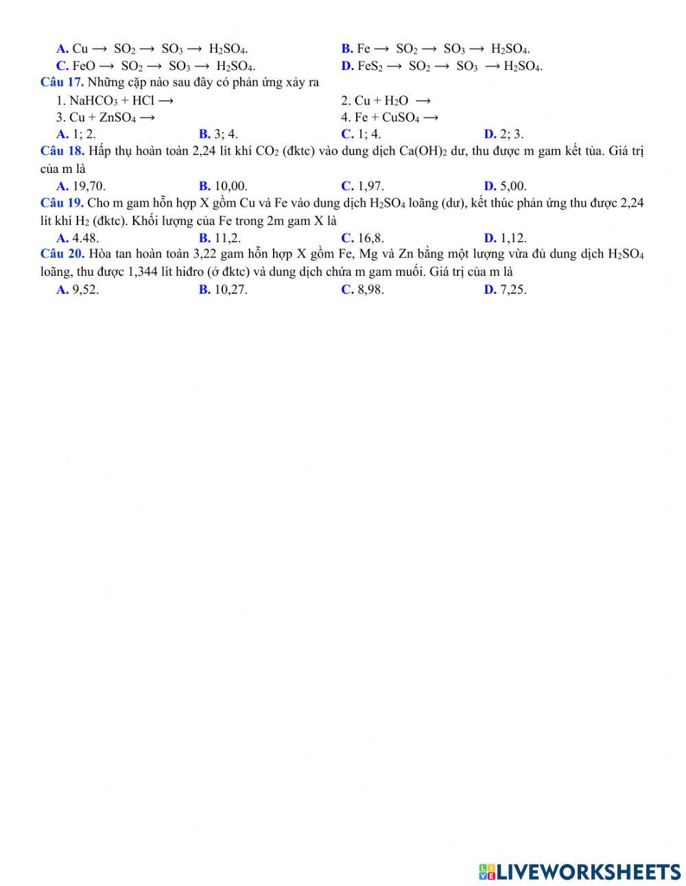 Hóa 9- ôn tập chương 1