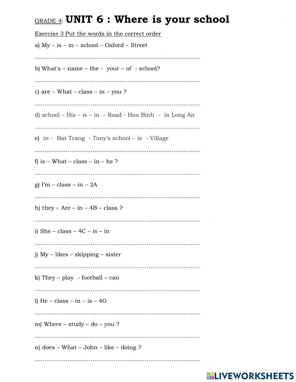 Grade 4 Unit 6 Where 's your school?