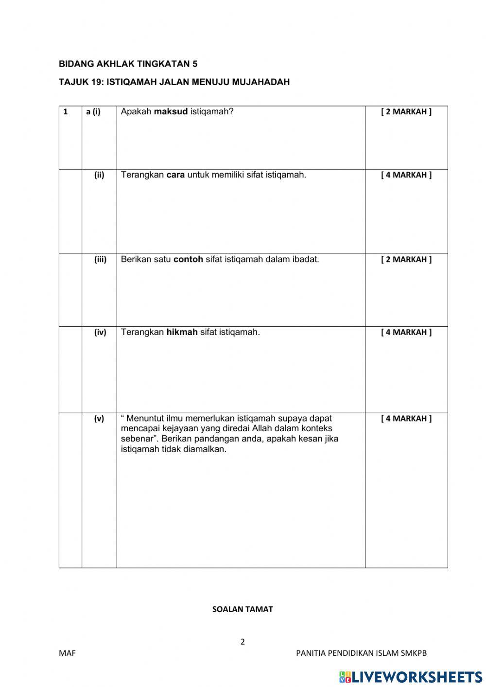 Modul maf pel 19 istiqamah t5