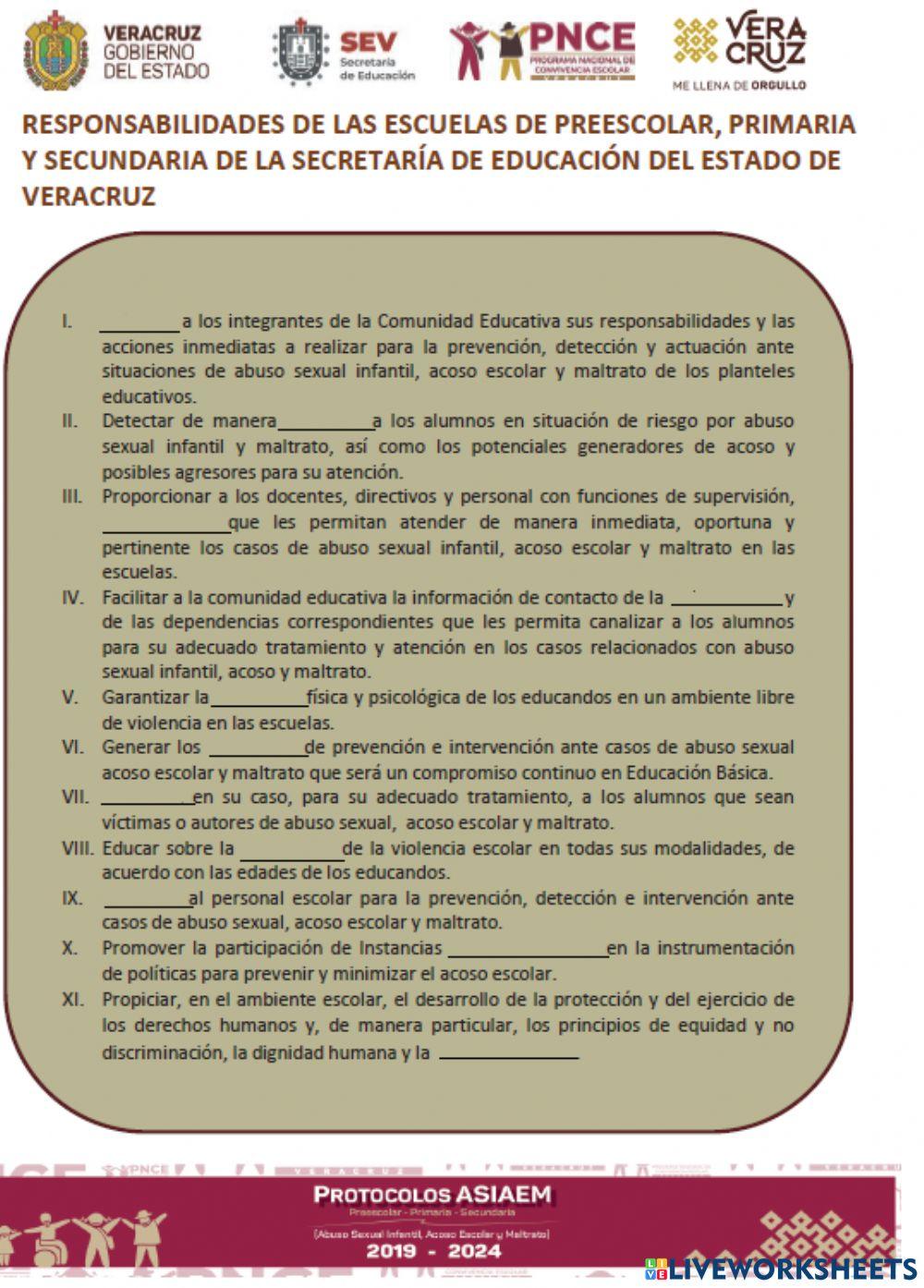 Responsabilidades de las escuelas Responsabilidades de las escuelas