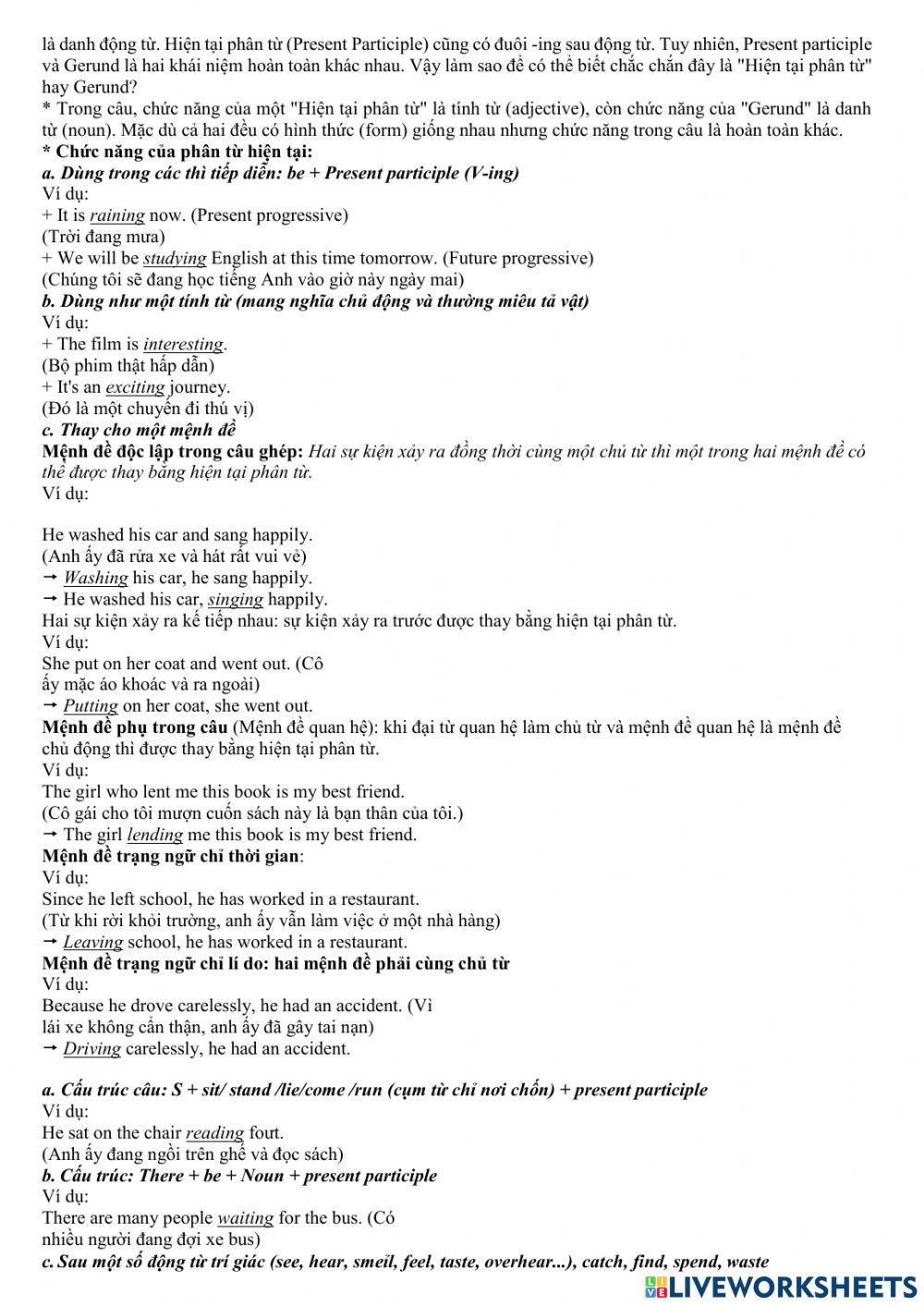 Gerund and infinitive