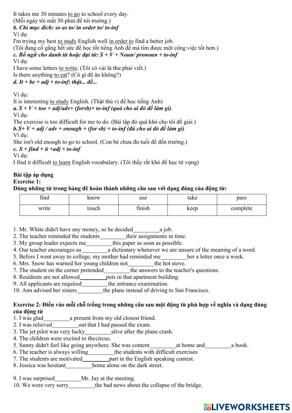 Gerund and infinitive