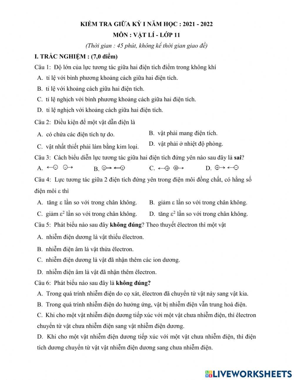 3. Các Đặc Điểm Của Lực Tương Tác Giữa Hai Điện Tích Đứng Yên