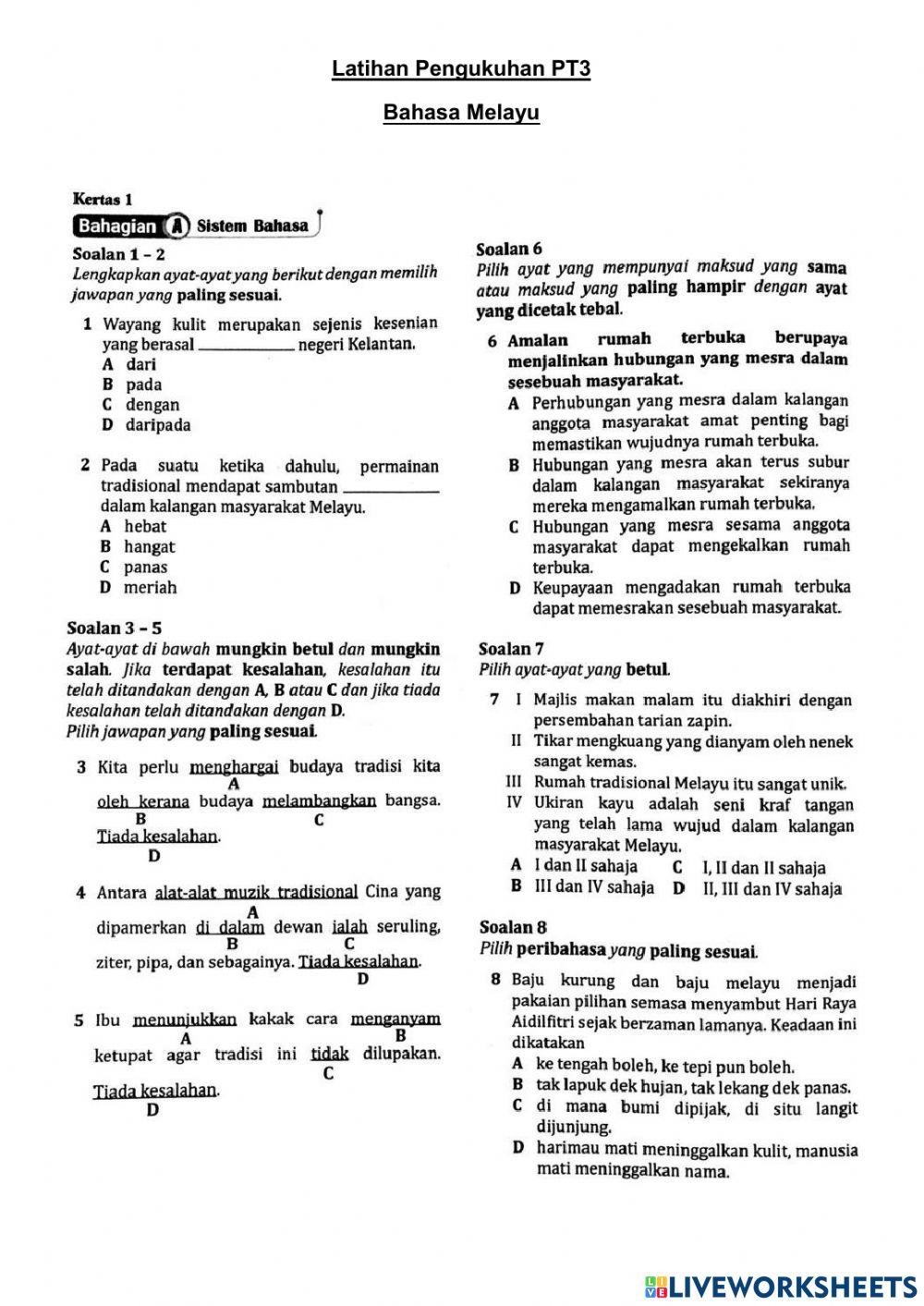 Latihan Pengukuhan PT3
