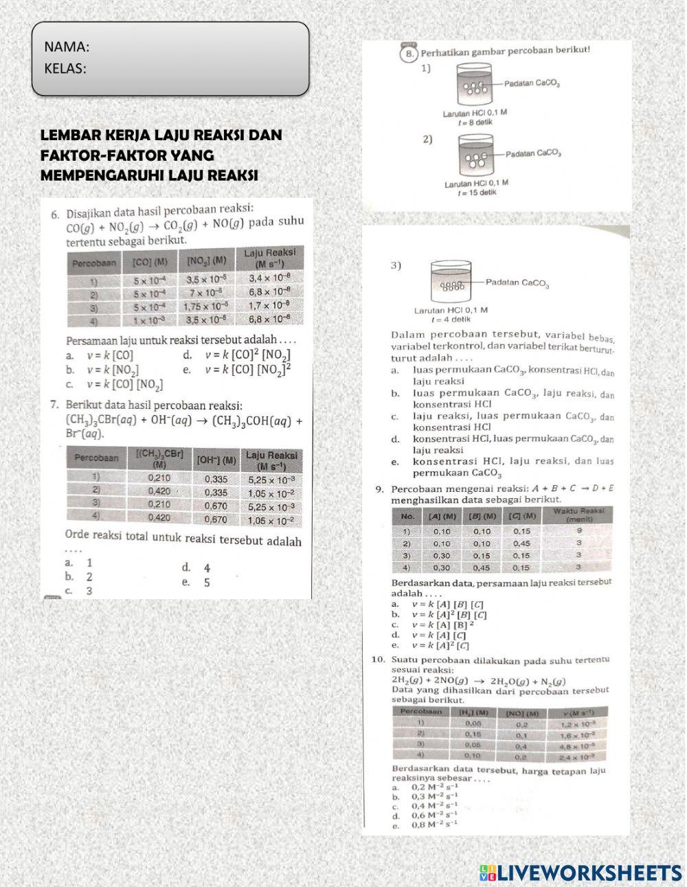 Lk laju reaksi dan faktor kelas xi