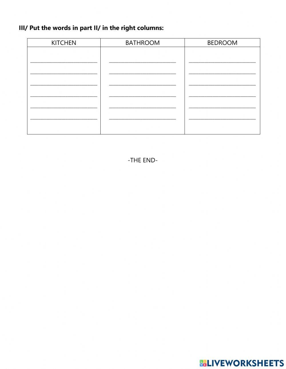 English 7 - Unit 3 - Vocabulary exercise