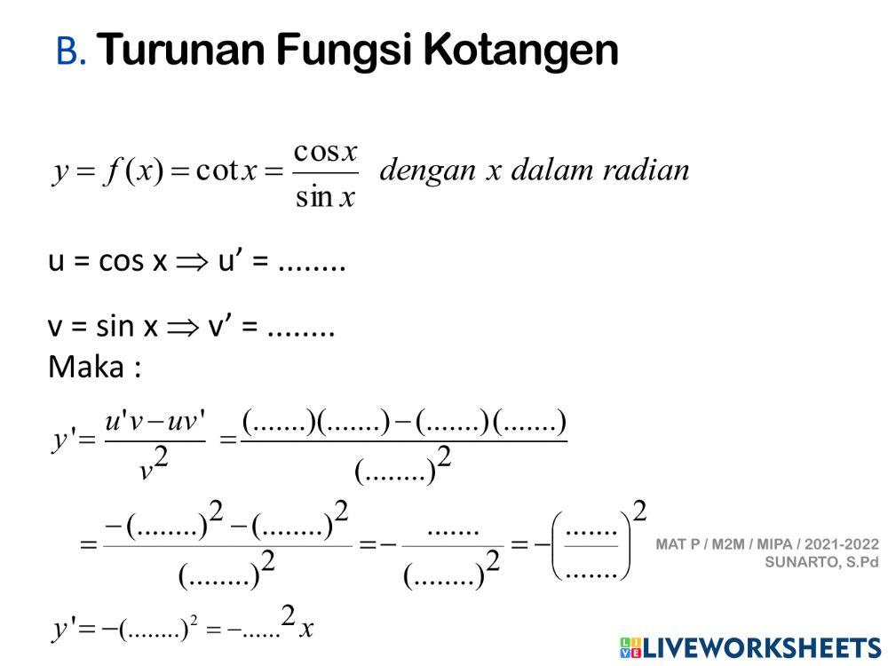 LKPD Turunan F Trigonometri Lanjutan