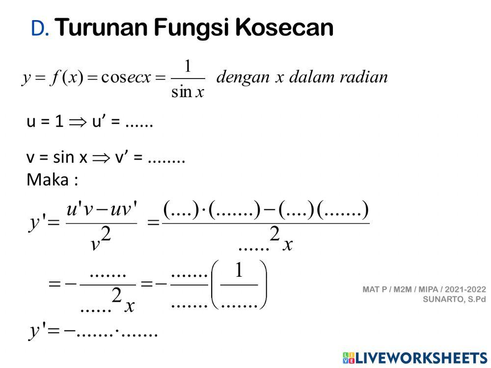 LKPD Turunan F Trigonometri Lanjutan