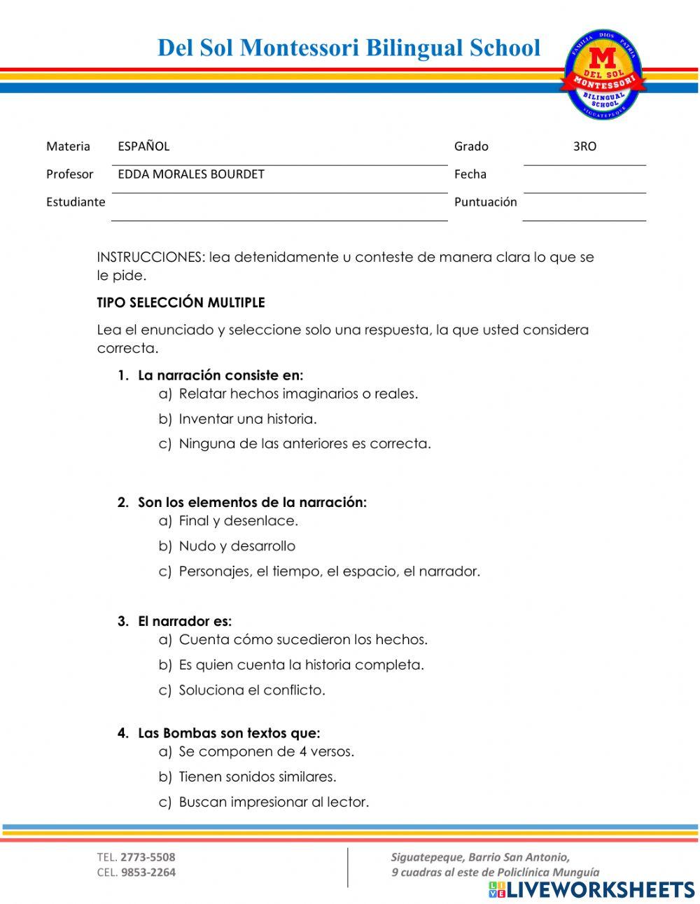 TERCER GRADO ESPAÑOL