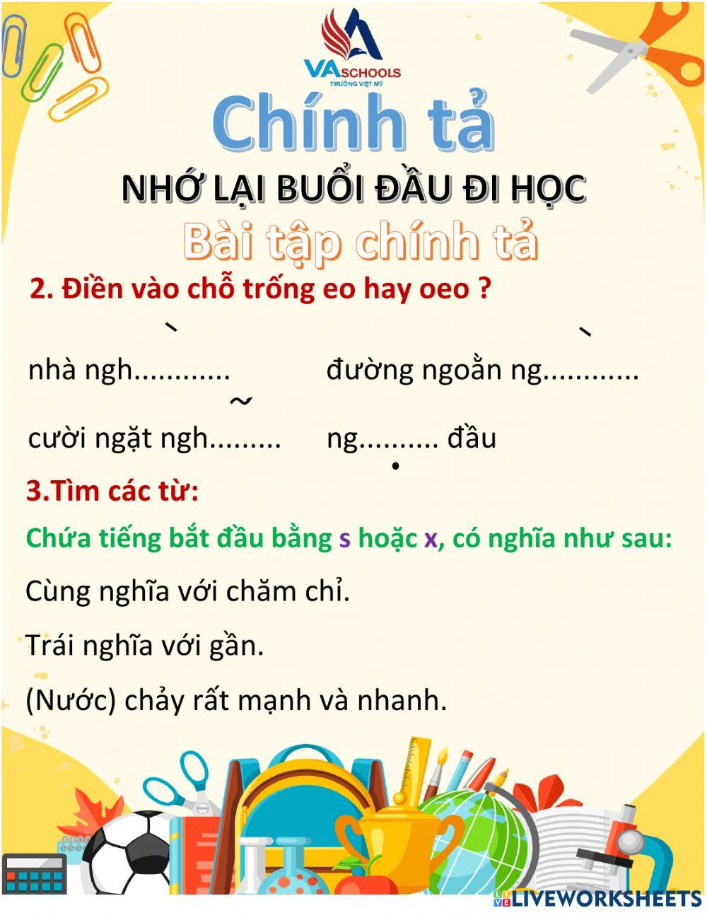 Chính tả: Nhớ lại buổi đầu đi học