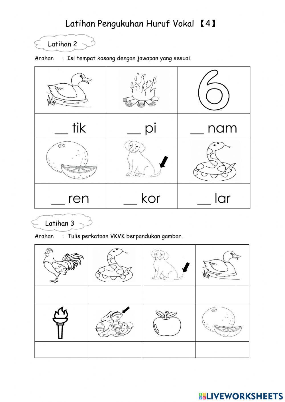 Latihan Pengukuhan Huruf Vokal 【4】 Latihan Pengukuhan Huruf Vokal 【4】