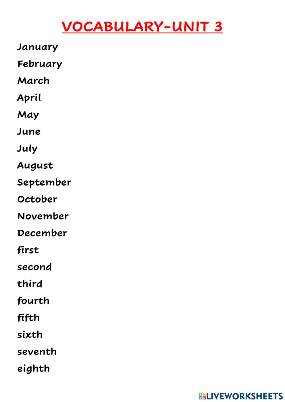 Vocabulario. English