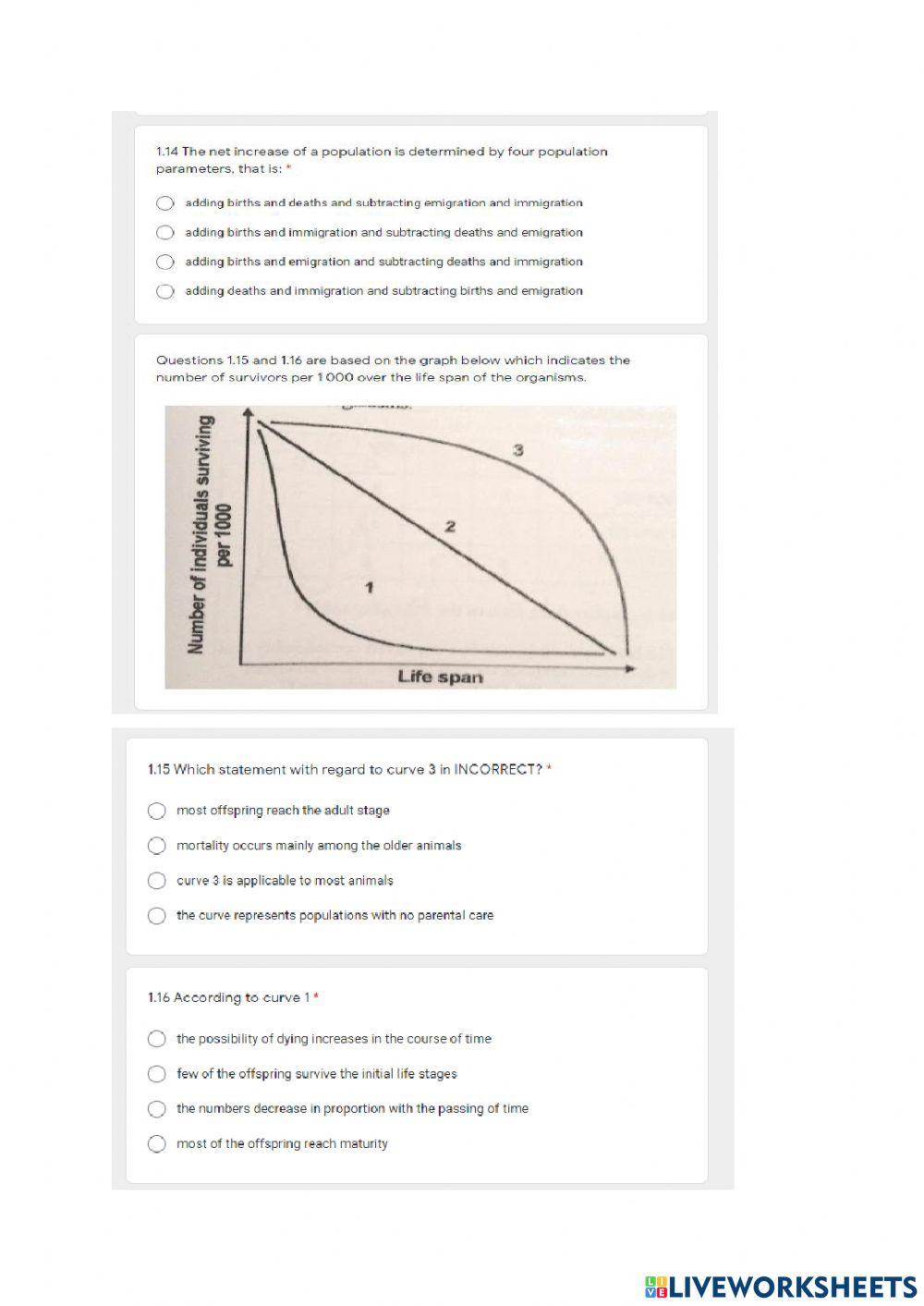 4. Population Ecology Class Test 1: Population ecology