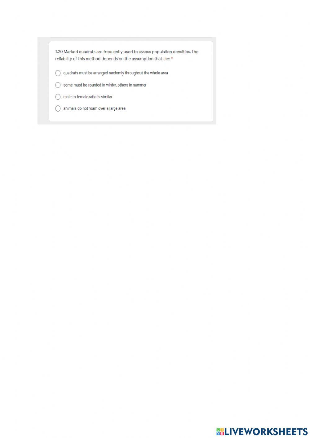 4. Population Ecology Class Test 1: Population ecology
