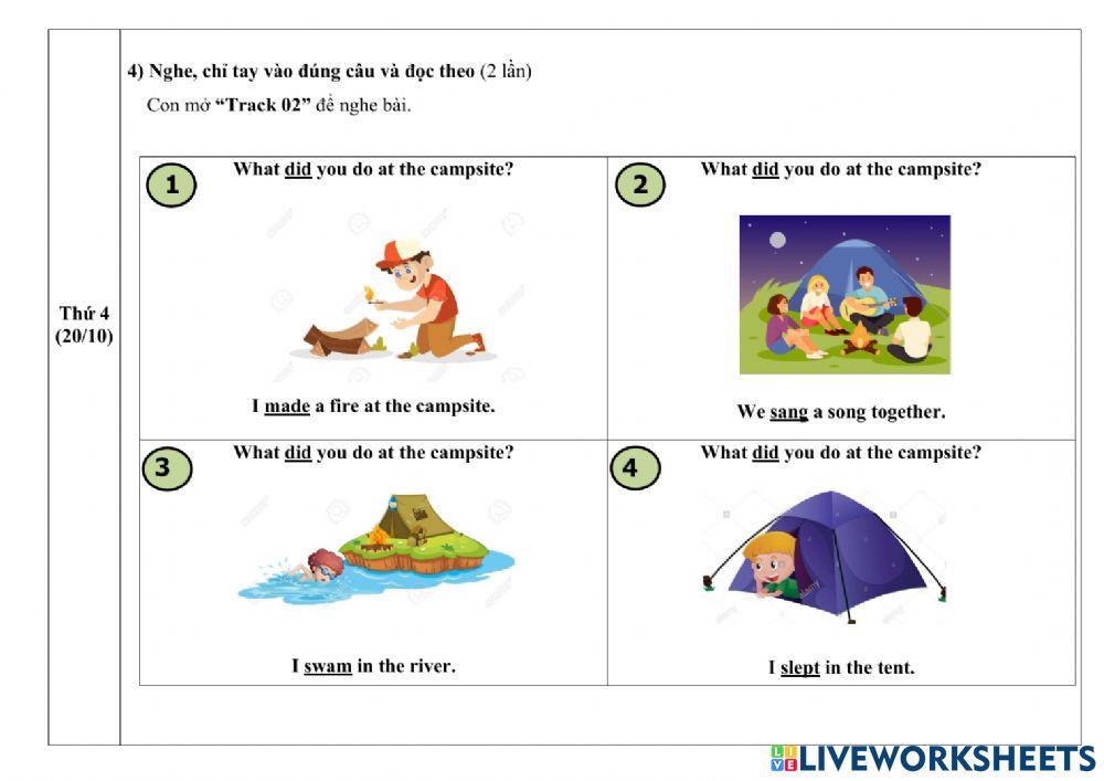 Phiếu giao bài về nhà tuần từ 18-22-10