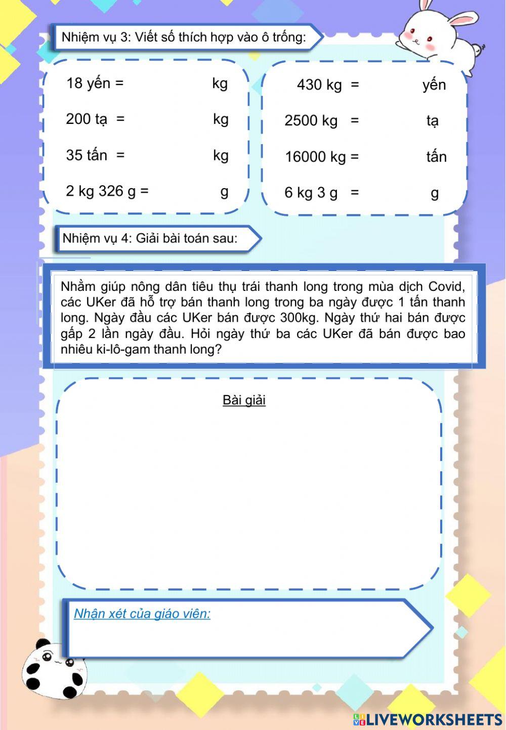 Ôn tập: Bảng đơn vị đo khối lượng