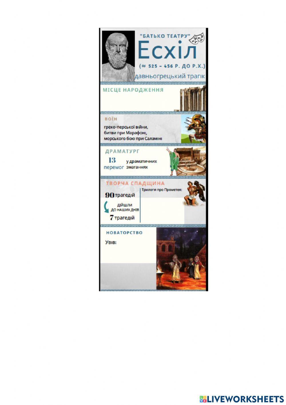 Давьогрецький театр. Есхіл -Прометей закутий-