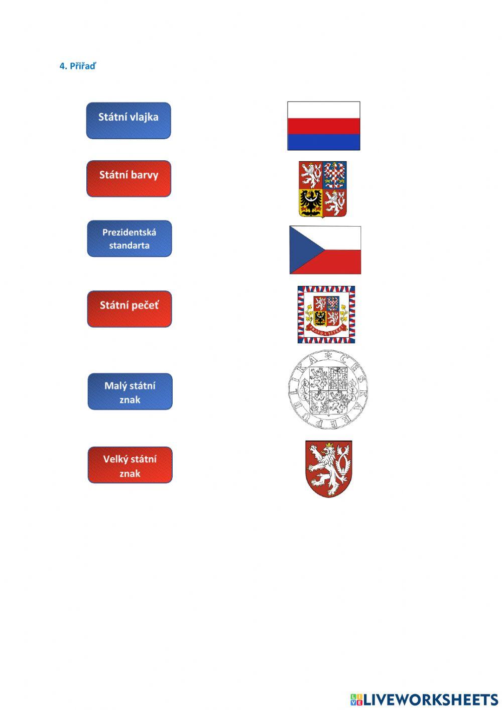 Pracovní list státní symboly ČR