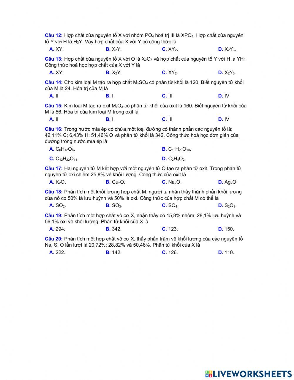 Phiếu 9- Hóa trị