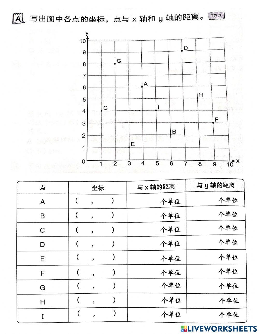 六年级数学 坐标（横向距离和直向距离）