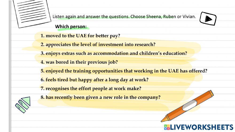 Working in the UAE activity 2