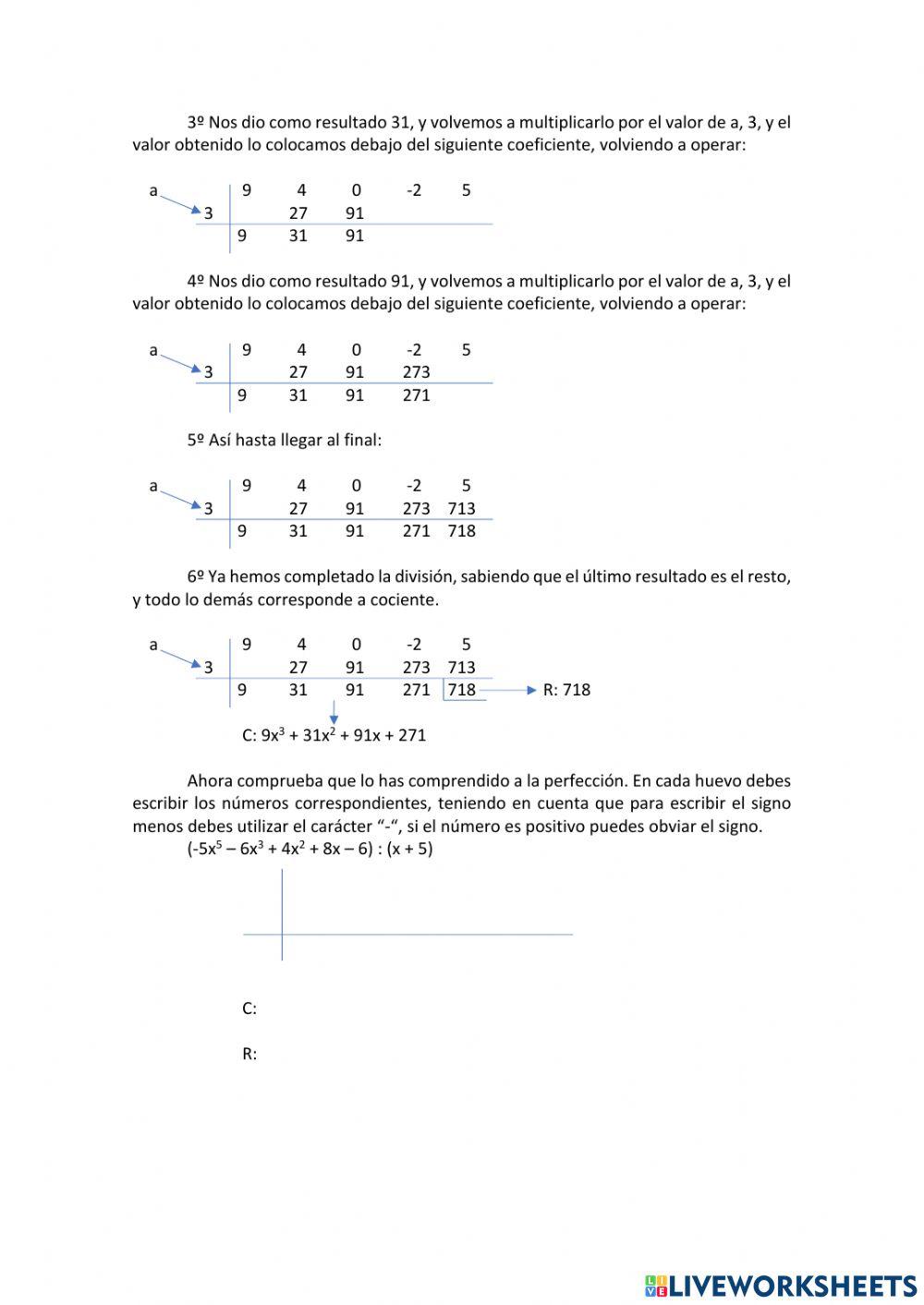 División por Ruffini
