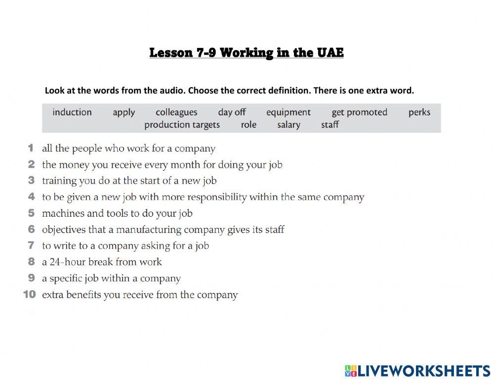 working in the UAE workbook activity 1
