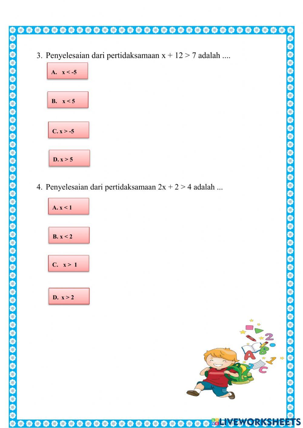 Pertidaksamaan linear satu variabel