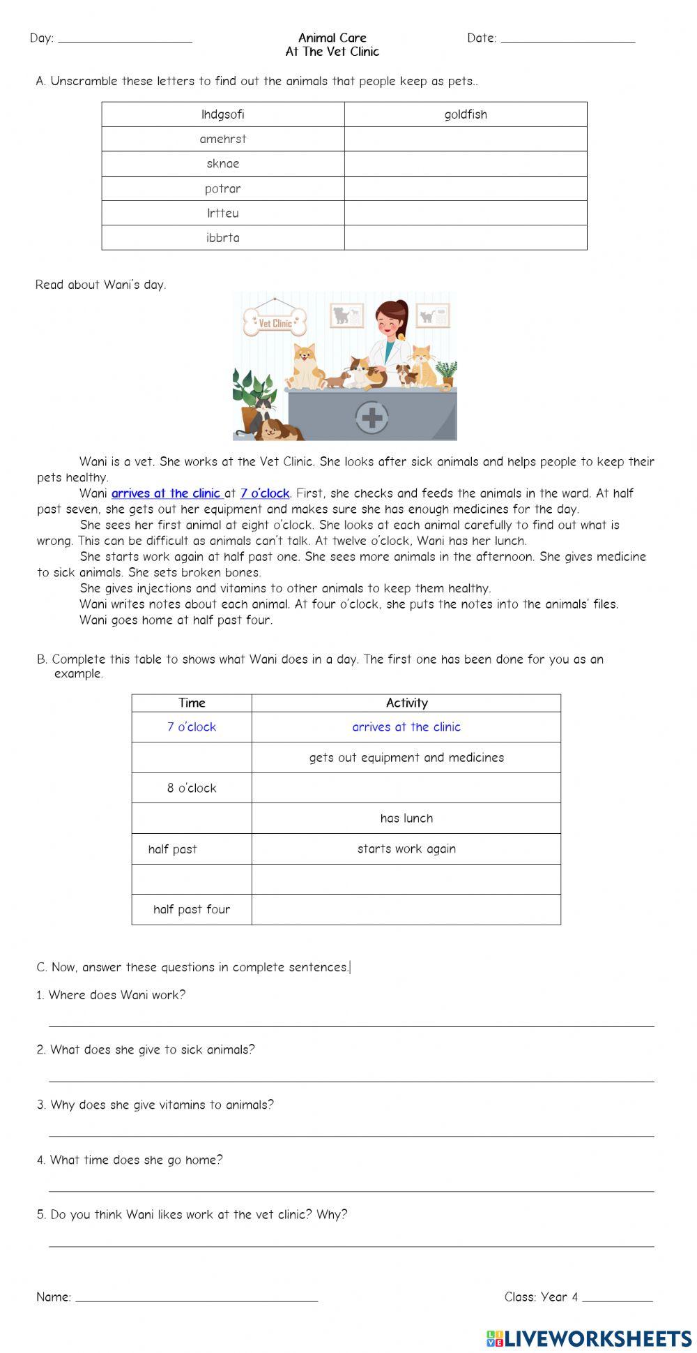 Animal Care: At The Vet Clinic