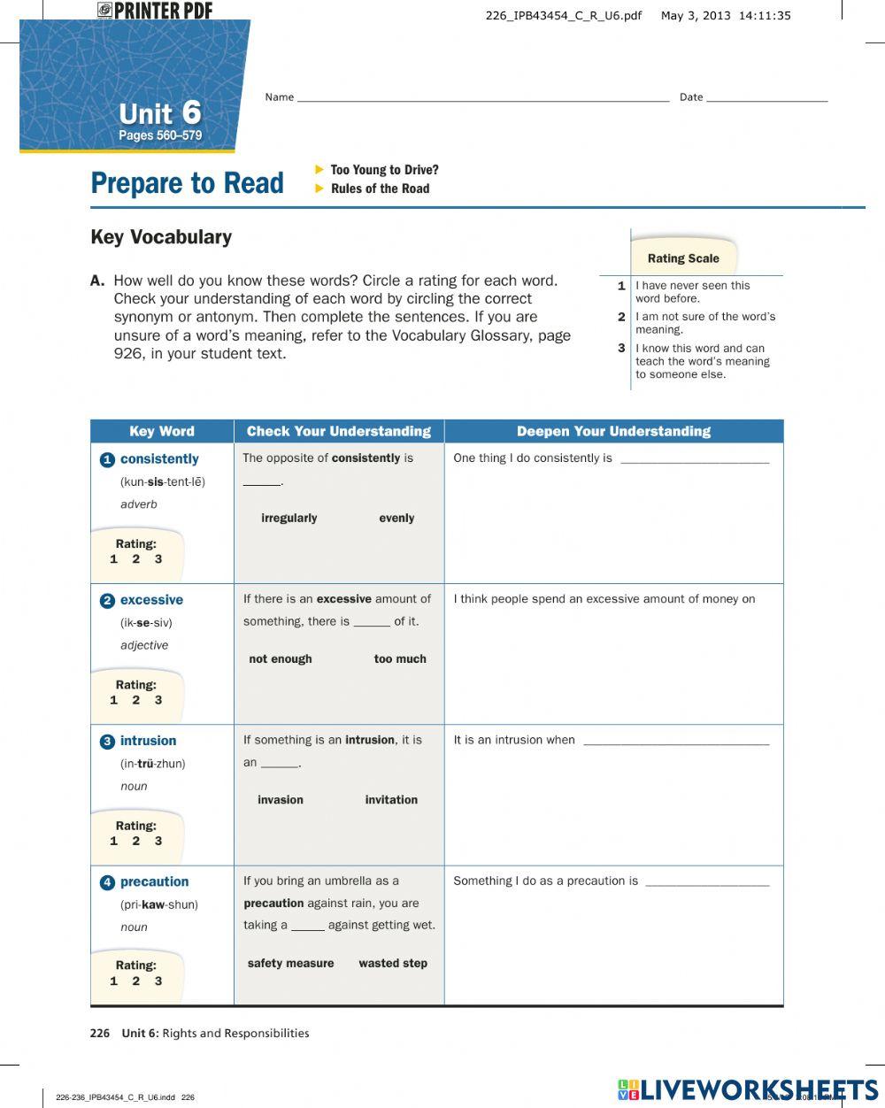 Too young to drive (Vocabulary)