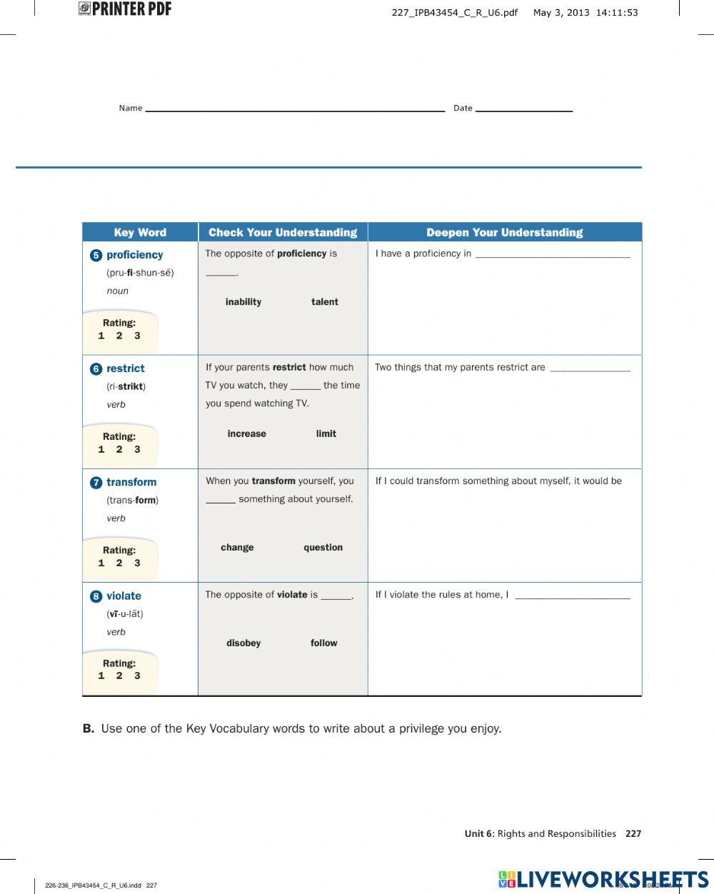 Too young to drive (Vocabulary)