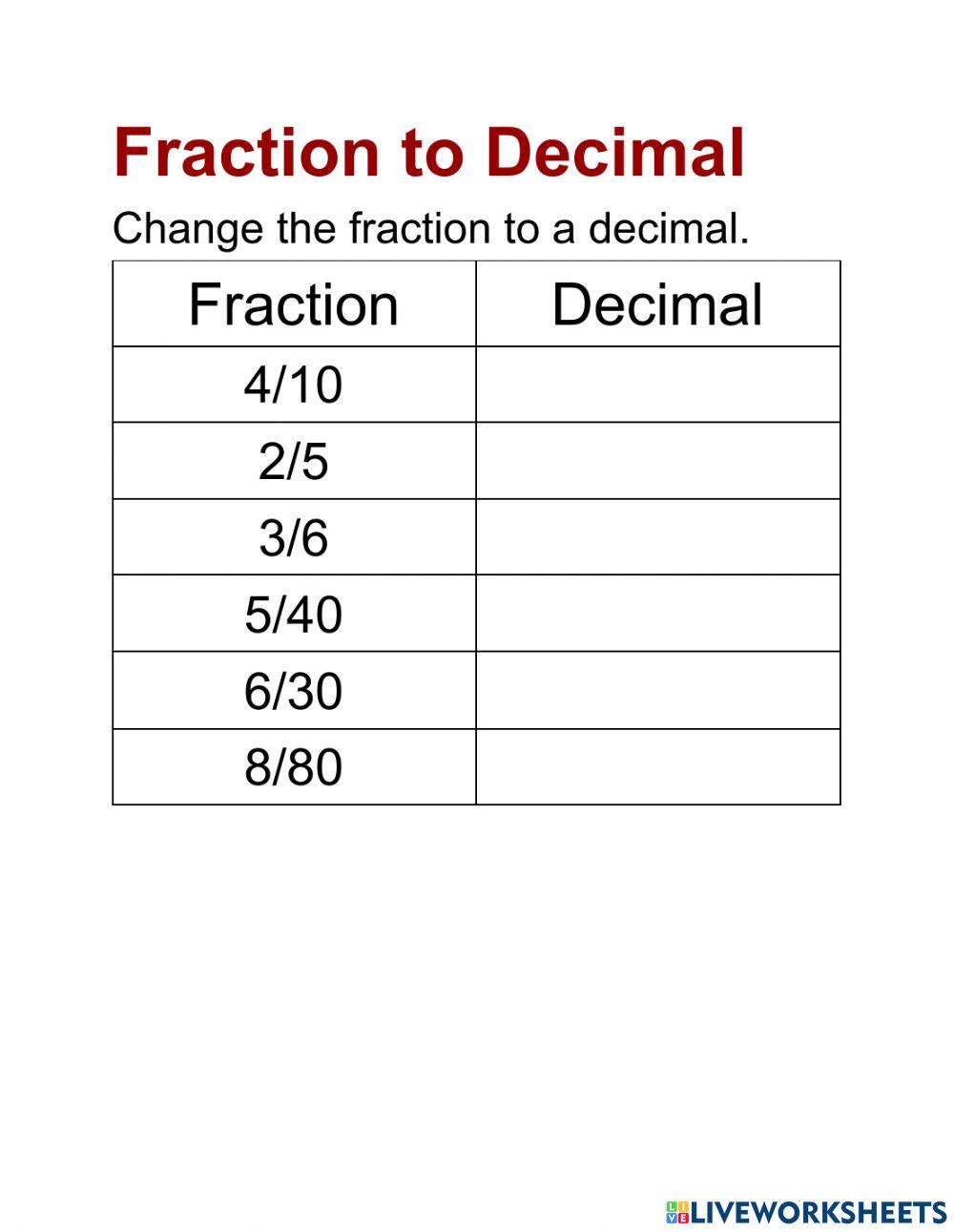 Fraction to Decimal