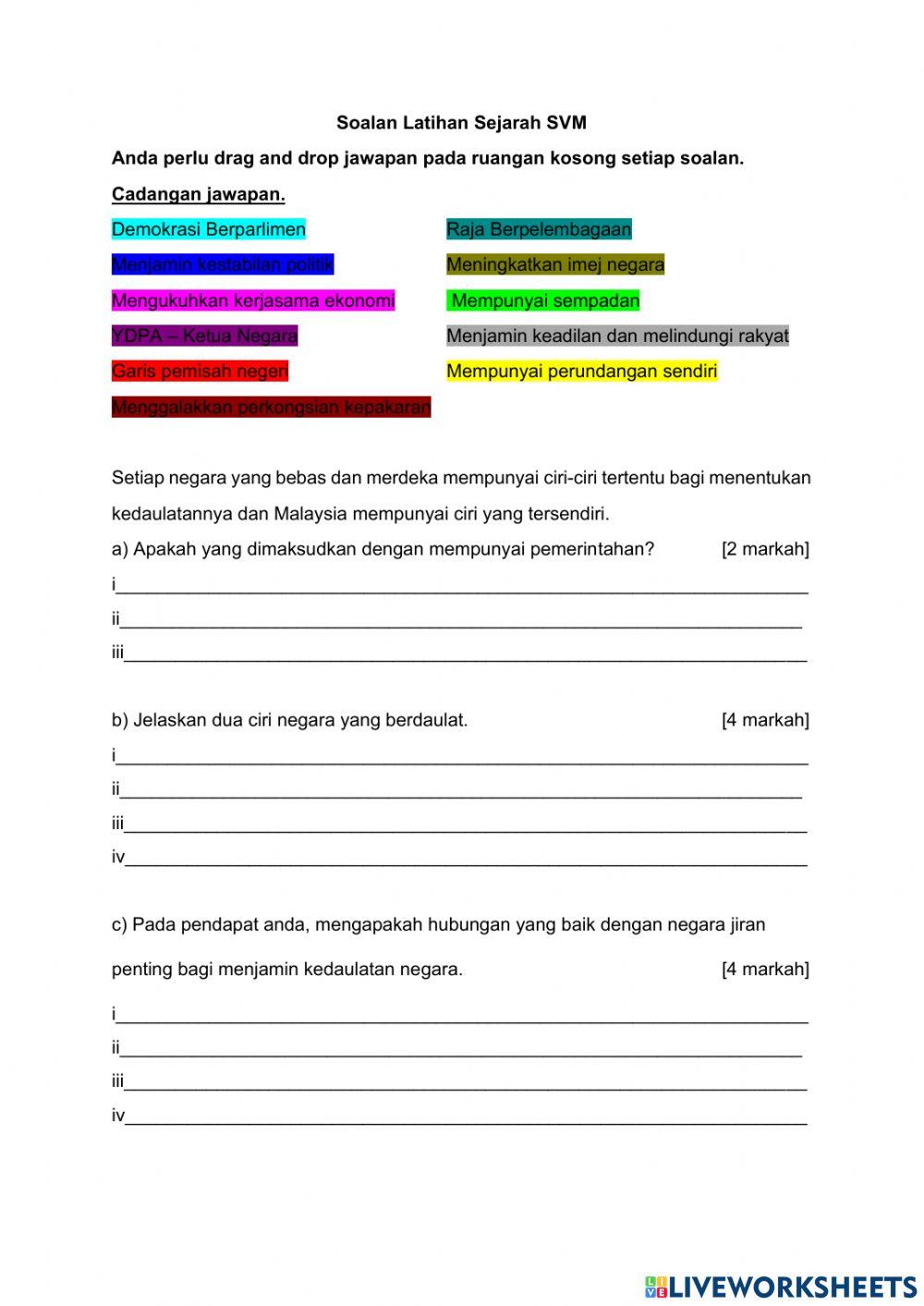 Soalan Latihan Sejarah