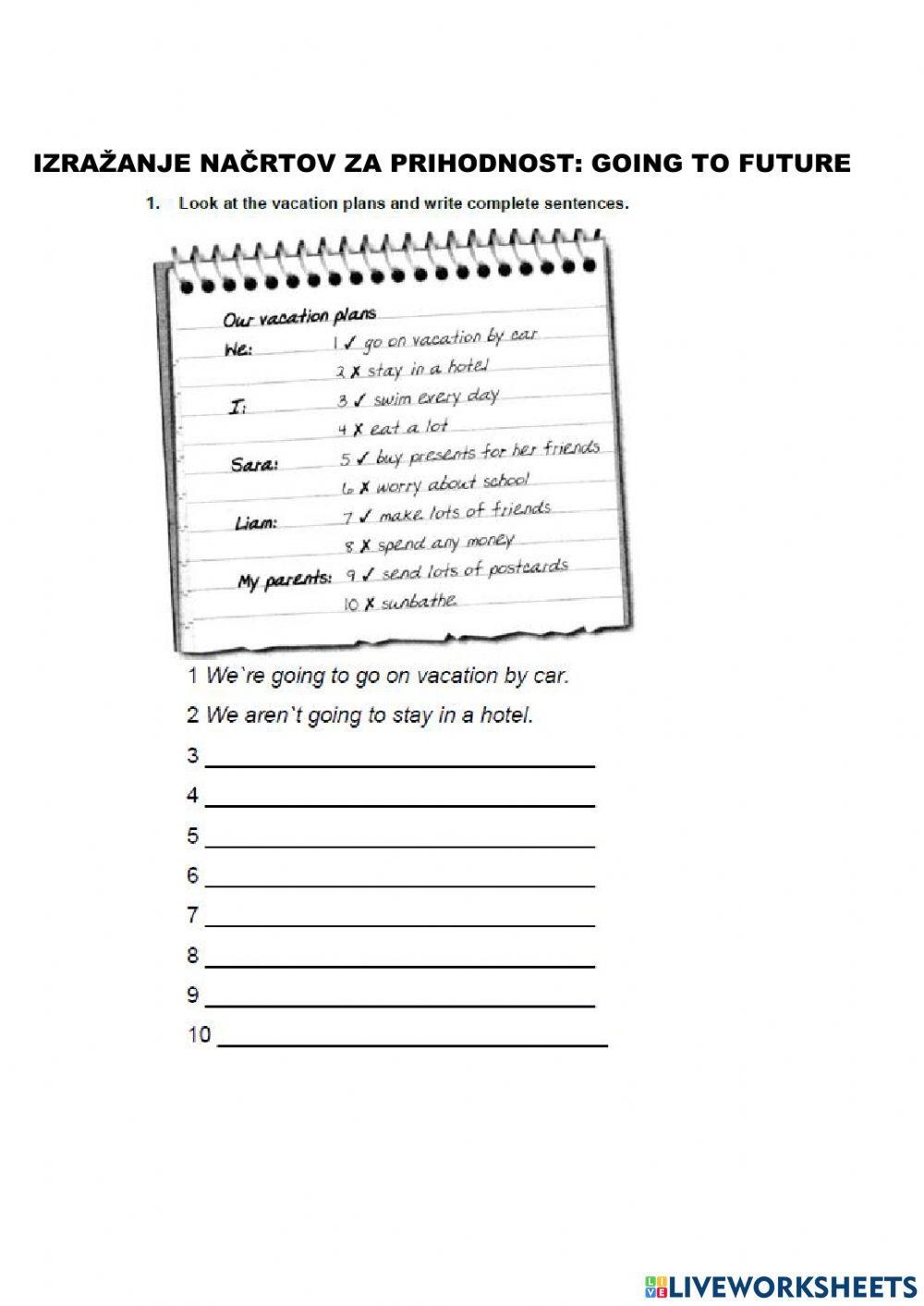 Going to future - vaje