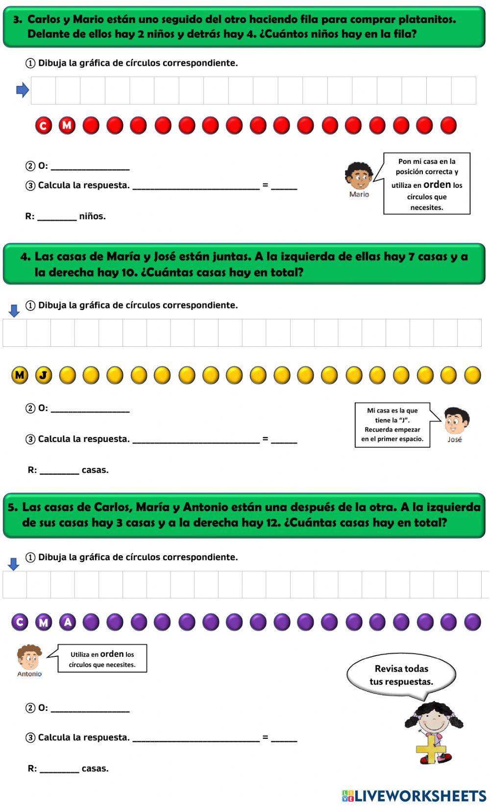 Sumemos con uno o dos números ocultos (Gráfica de Círculos)