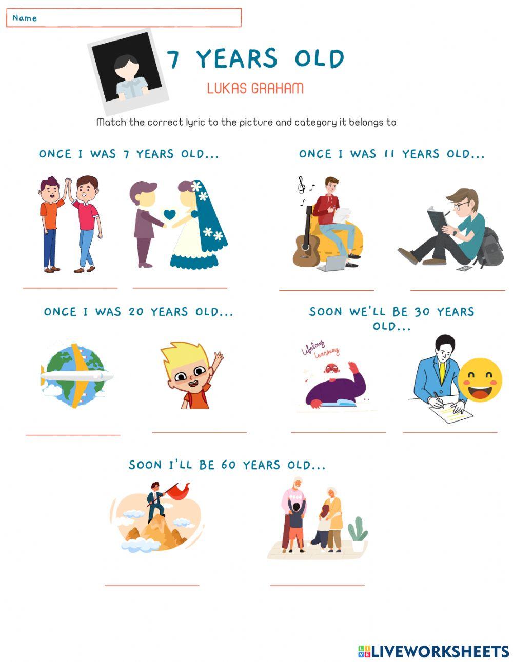 7 Years Old-Lukas Graham Worksheet