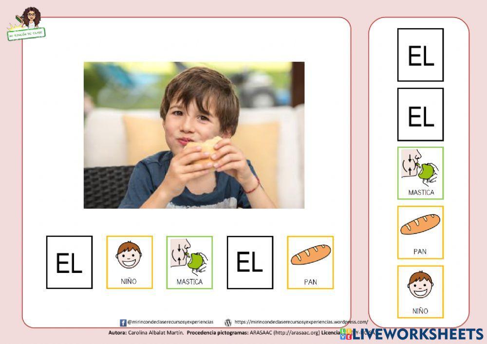 El niño mastica el pan