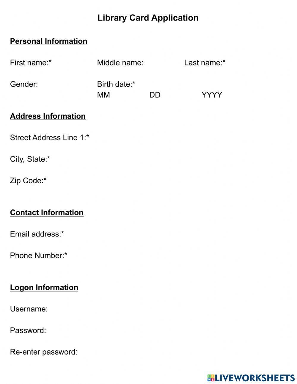 Library Card Application