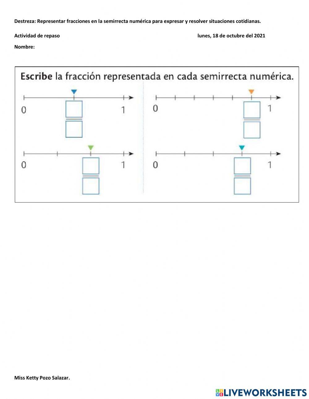 Fracciones en la semirrecta numérica