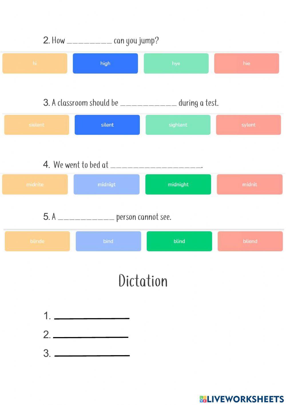 Spelling - phonics exam