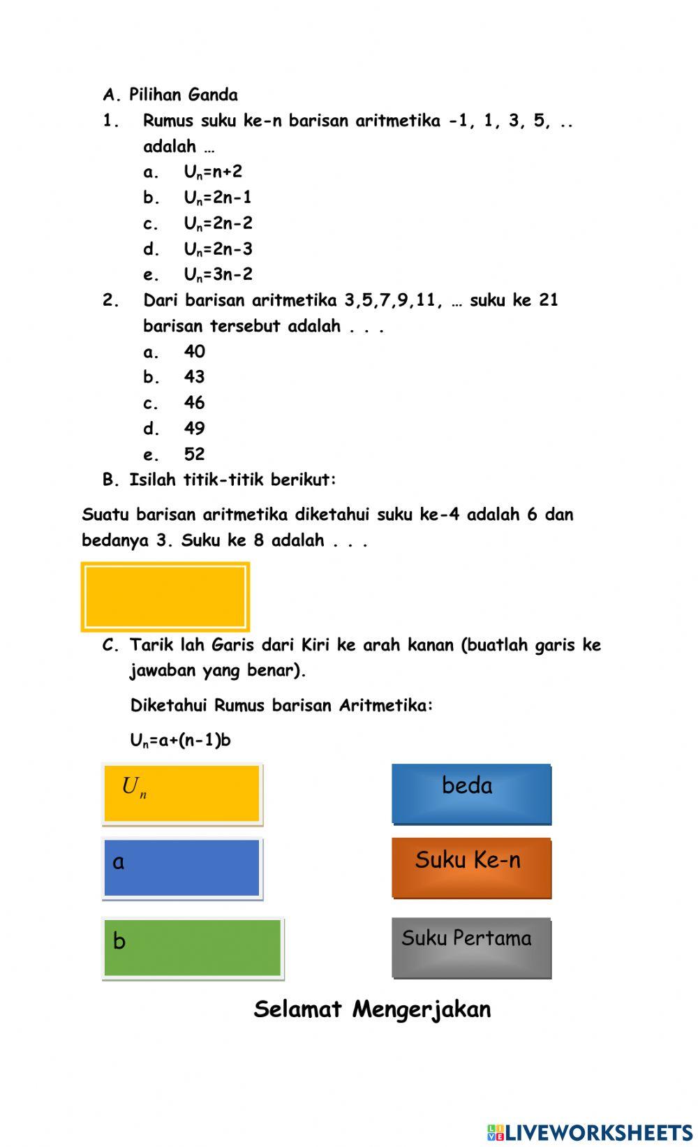 Kuis Barisan Aritmetika
