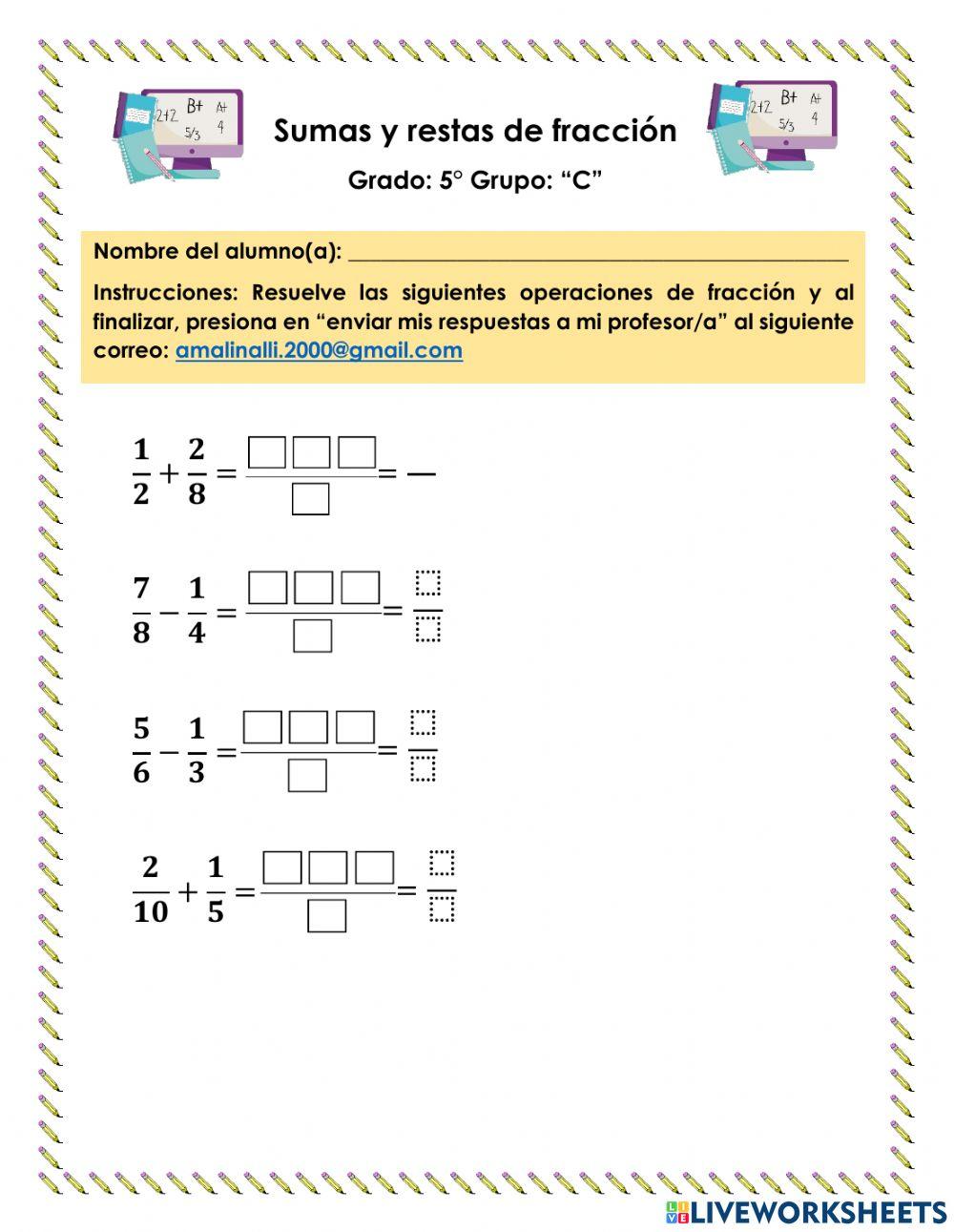 Sumas y restas de fracción