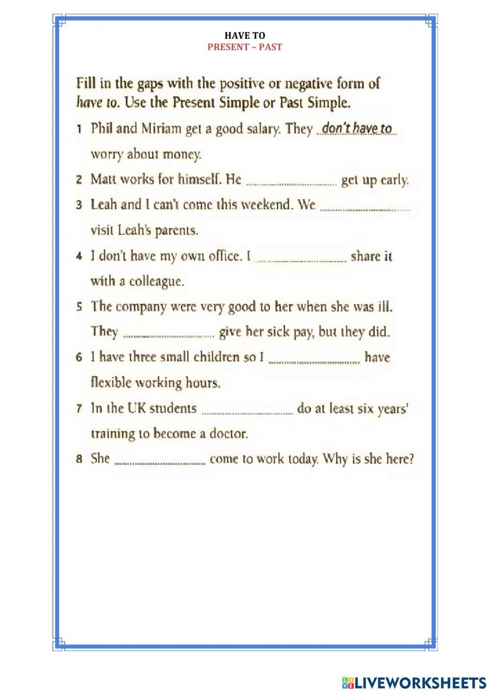 Have )o (Present - Past(