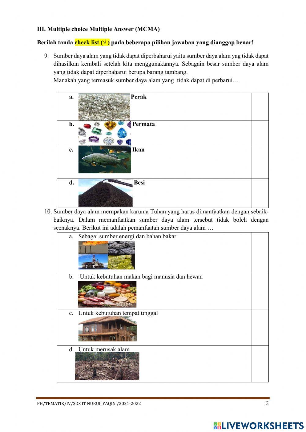 Daily test sumber daya alam