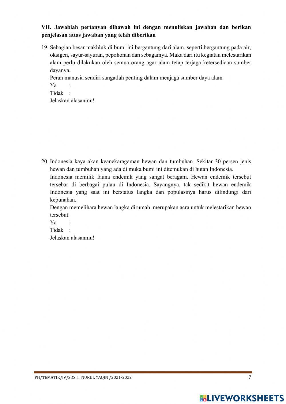 Daily test sumber daya alam