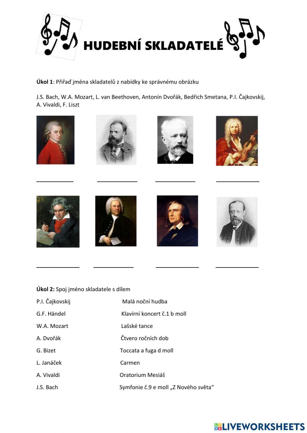 Pracovní list - HUDEBNÍ SKLADATELÉ