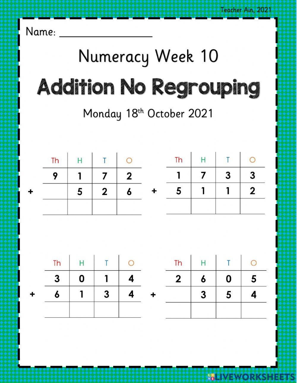 Addition with No Regrouping