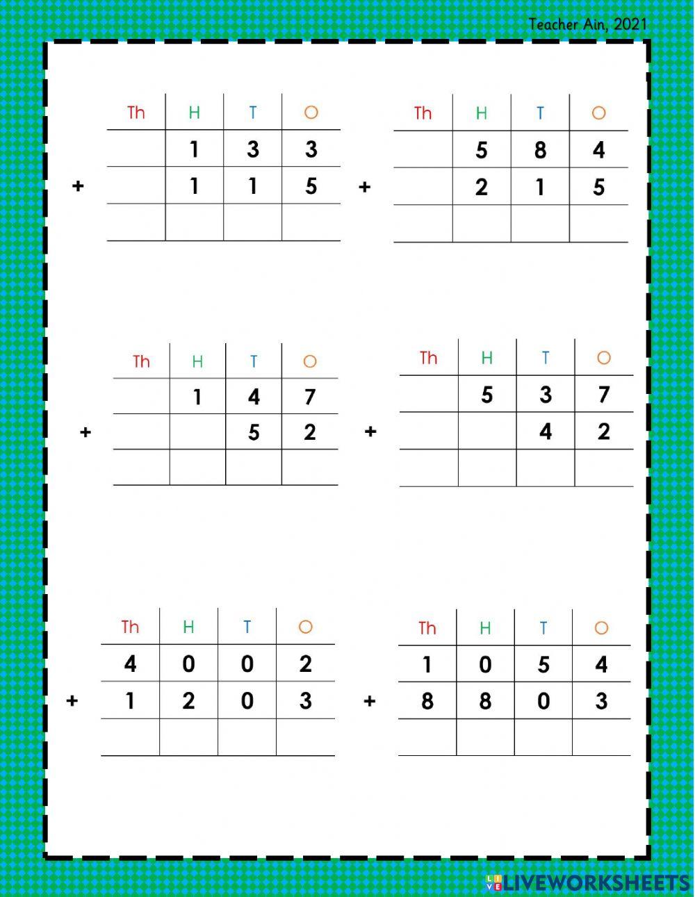 Addition with No Regrouping Addition with No Regrouping