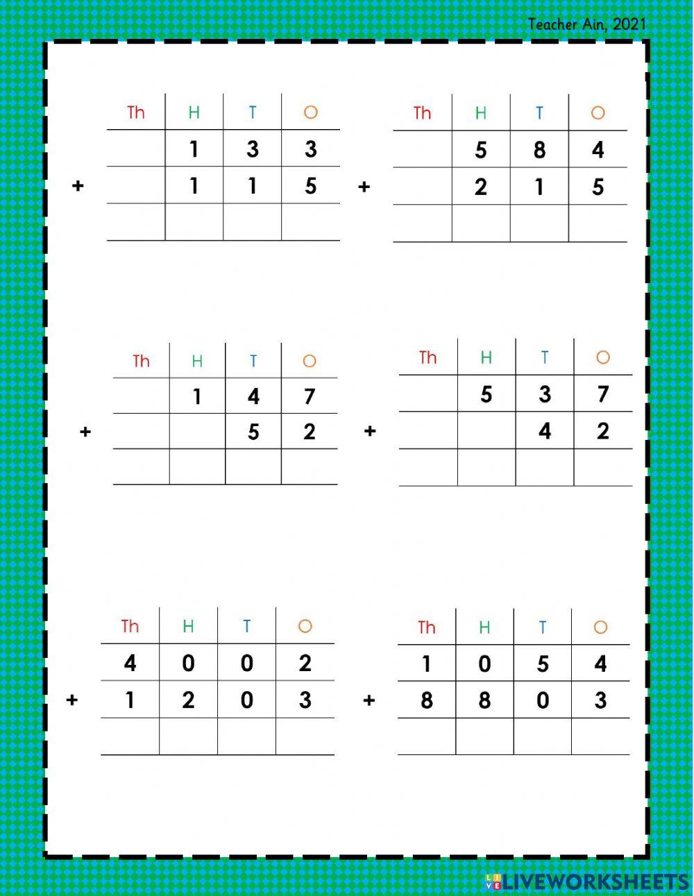 Addition with No Regrouping